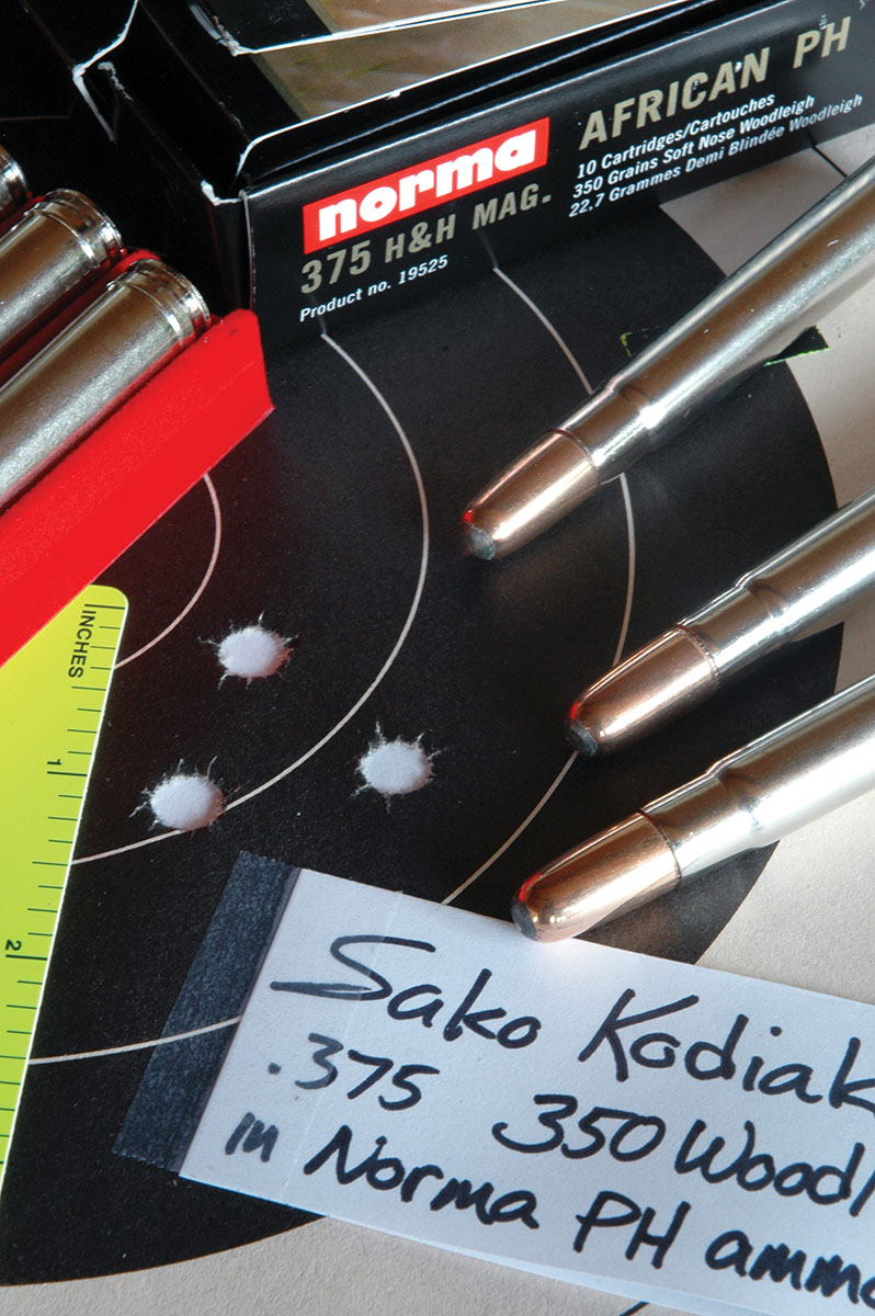 Wayne ranks Sako’s M85 among the best rifles in 375 H&H. Big game begs no tighter groups.